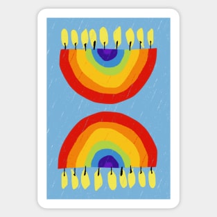 Rainbow Chanukiah Light Blue Print Sticker